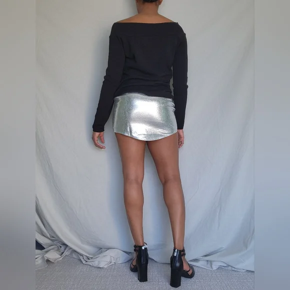 Womens Black Long Sleeve off the shoulder Top - Picture 4 of 8